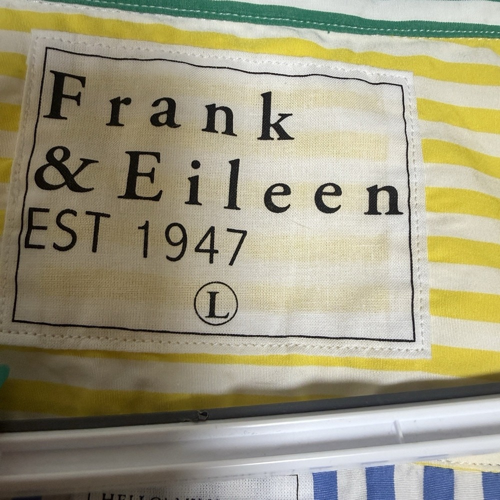 Frank And Eileen Color Block Striped Button Up Long Sleeve Multicolor L Italy - Picture 3 of 9